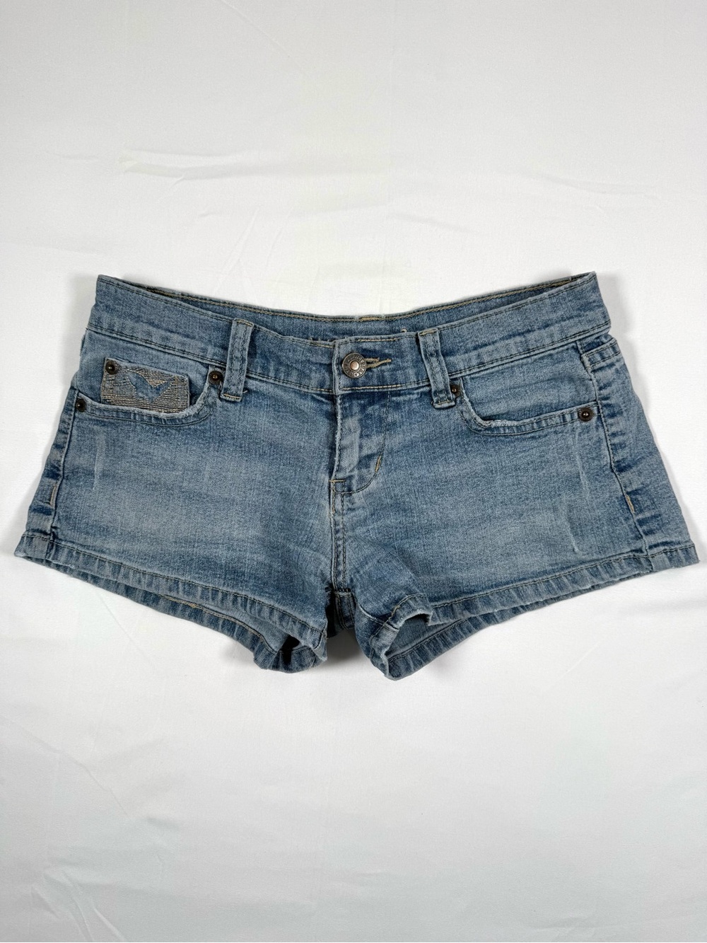 VINTAGE WET SEAL Juniors Denim Low Rise Micro Shorts S Y2K Festival Clubwear Ret